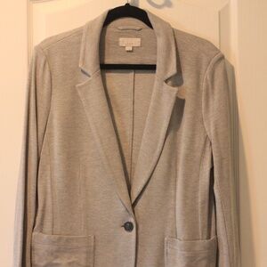 LOFT Light Gray Single‑Button Blazer — Size L